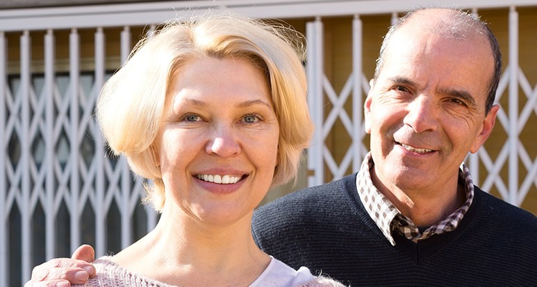 Elder couple smiling